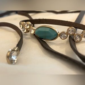 Turquoise like gemstone and crystal belt